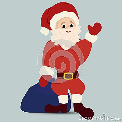 Greeting card friendly Santa Claus. Christmas illustration in classic colors. Festive illustration Cartoon Illustration